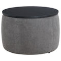 Reeves - Round Upholstered Lift Top Storage Ottoman - Gray