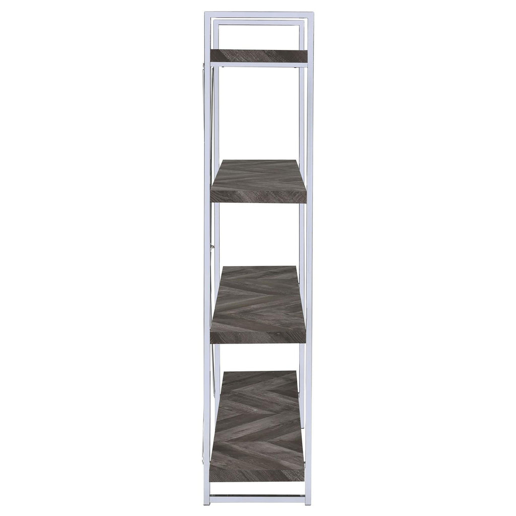 Herringbone - Bookcase With Full Length Shelf - Gray