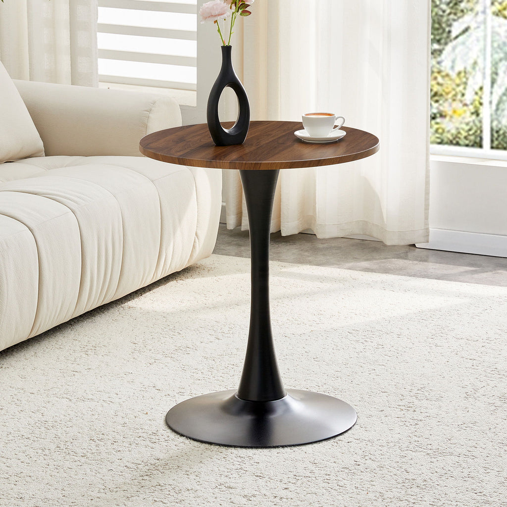 Round Dining Table With Thickened Engineered Wood Top And Metal Pedestal, 23.6" Diameter For Kitchen, Living Room, Or Small Spaces