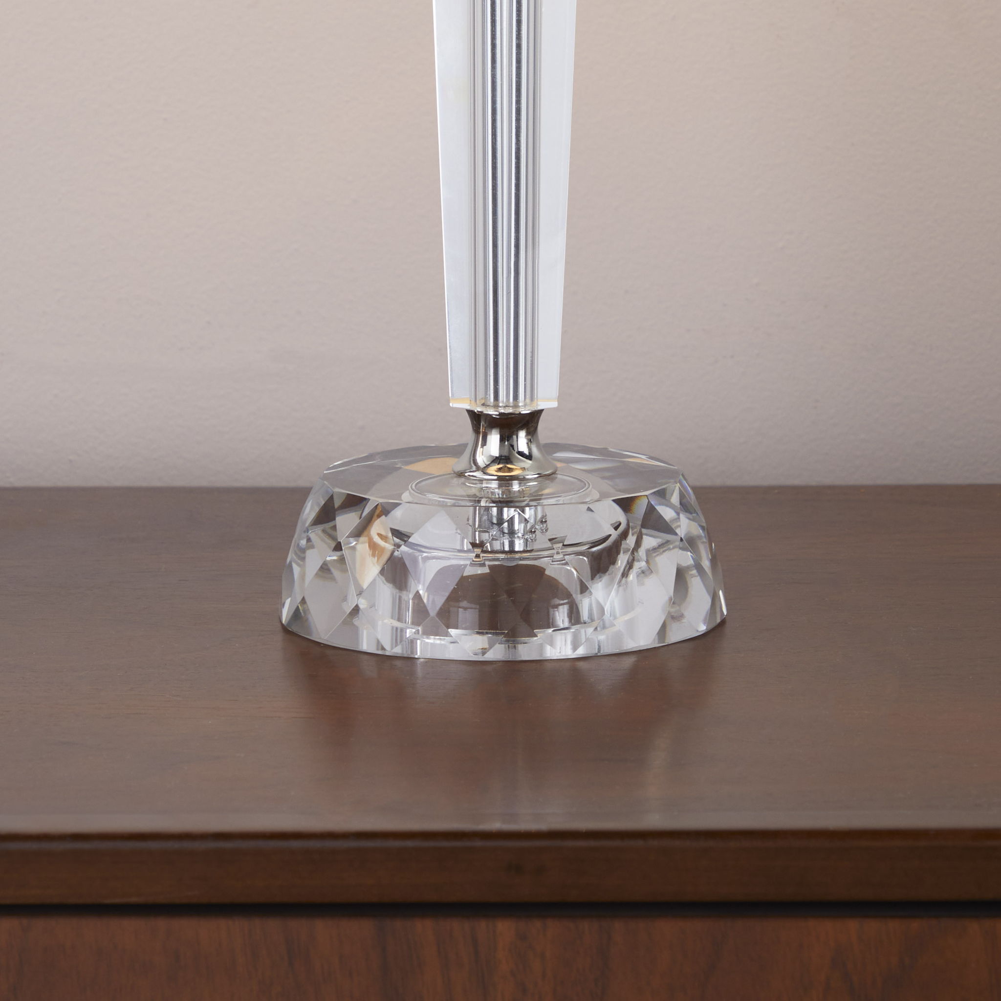 Diamond - Torch Contemporary Crystal Table Lamp (Set of 2) - Clear / Off White / Polished Nickel
