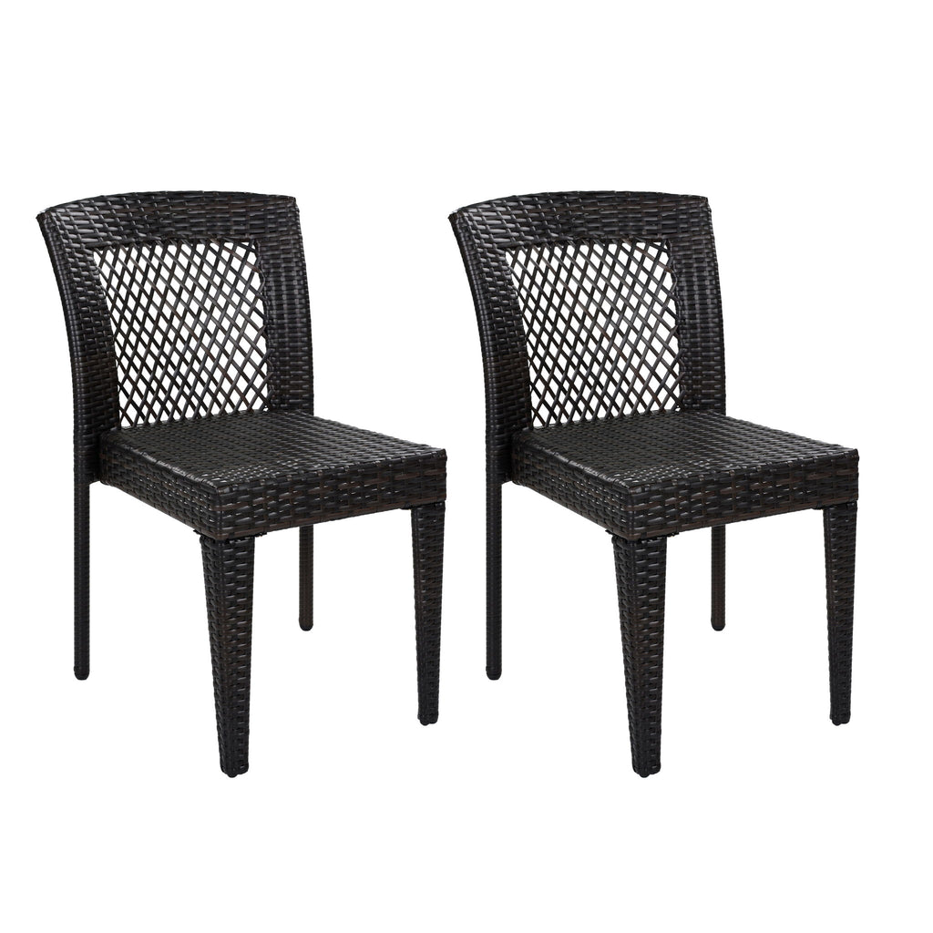 7 Piece Outdoor Patio Dining Set With Table & 6 Chairs - Brown / Brown Multi