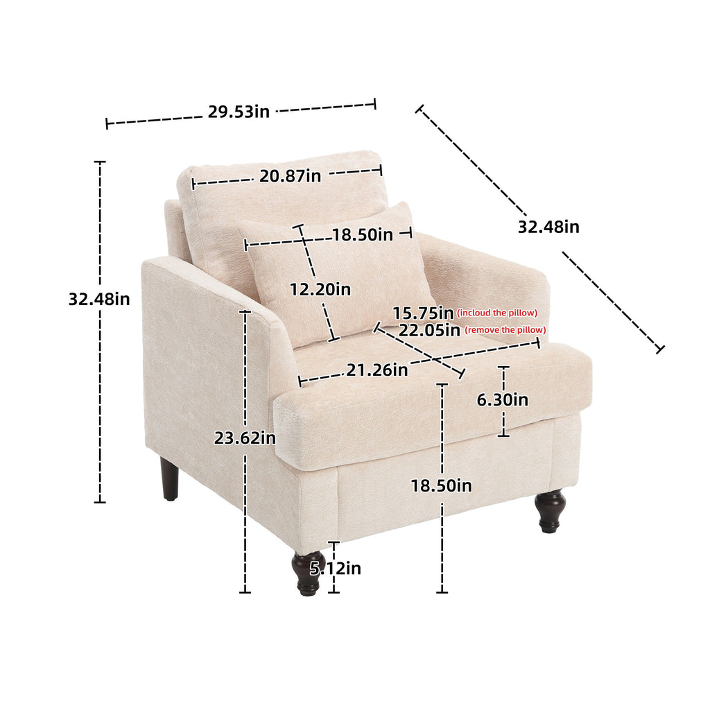 Modern Mid Century Wood Frame Armchair With Tufted Design