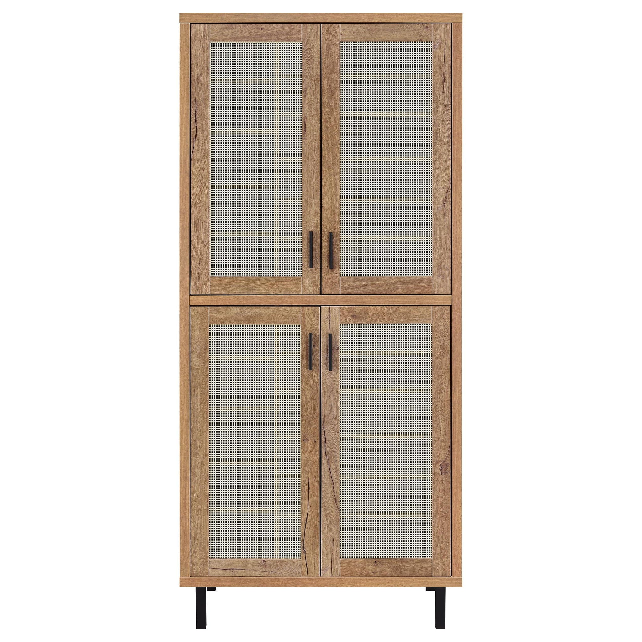 Stagg - 4 Door Tall Shoe Storage Cabinet With Adjustable Shelves And Ventilated Doors - Natural