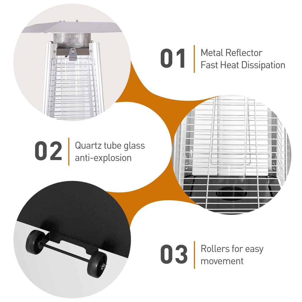 Pyramid 48, 000 Btu Propane Outdoor Heater With Detachable Wheels - Black / Silver