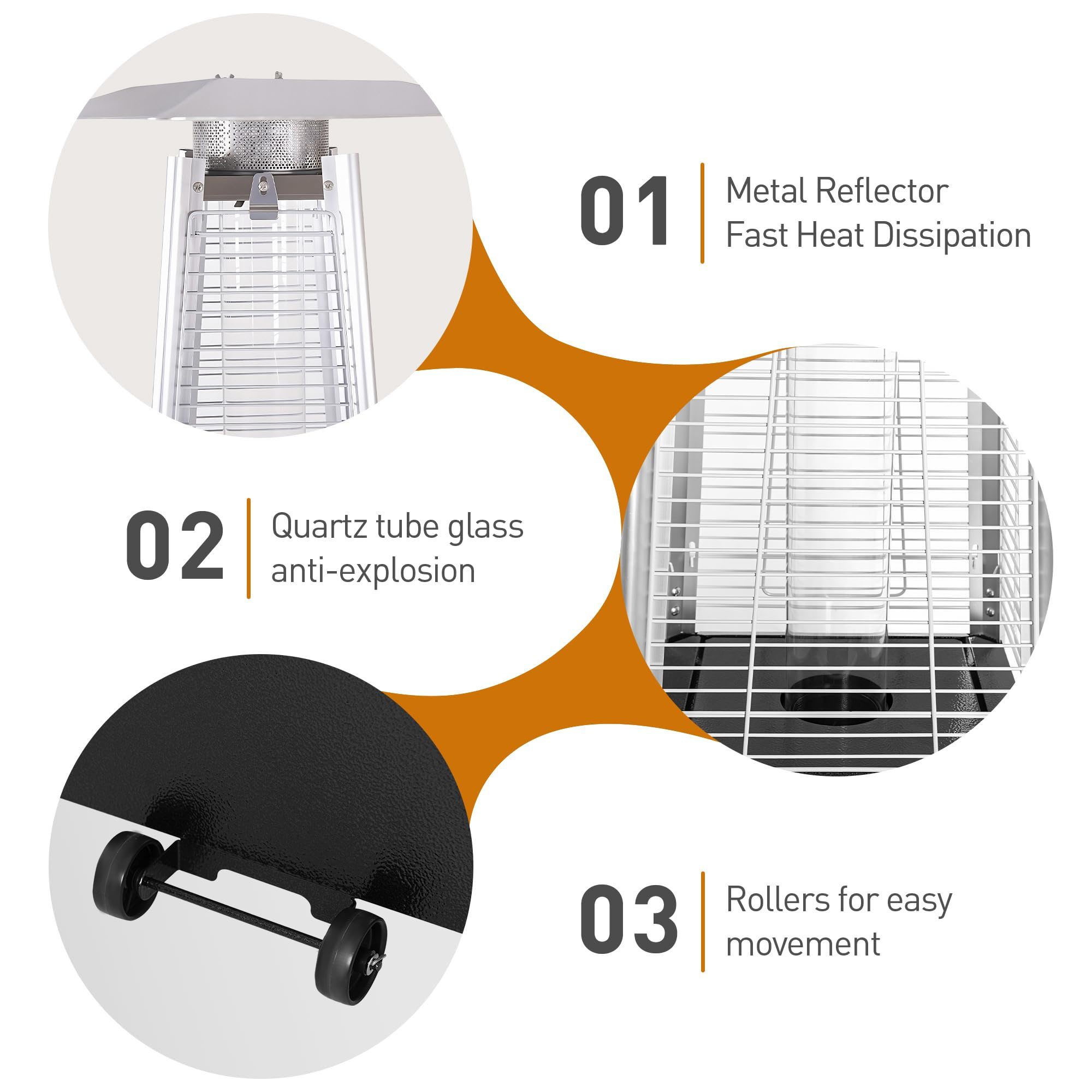 Pyramid 48, 000 Btu Propane Outdoor Heater With Detachable Wheels - Black / Silver