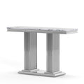 Printed Top Rectangular Console Table, Base With Mirrored Finish