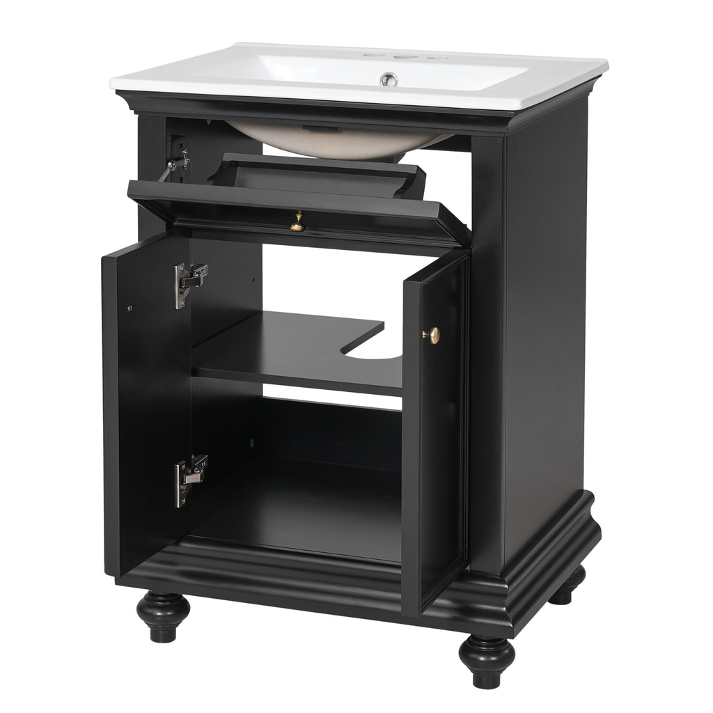 Modern Bathroom Vanity With Tip-Out Drawer And Soft-Close Hinges
