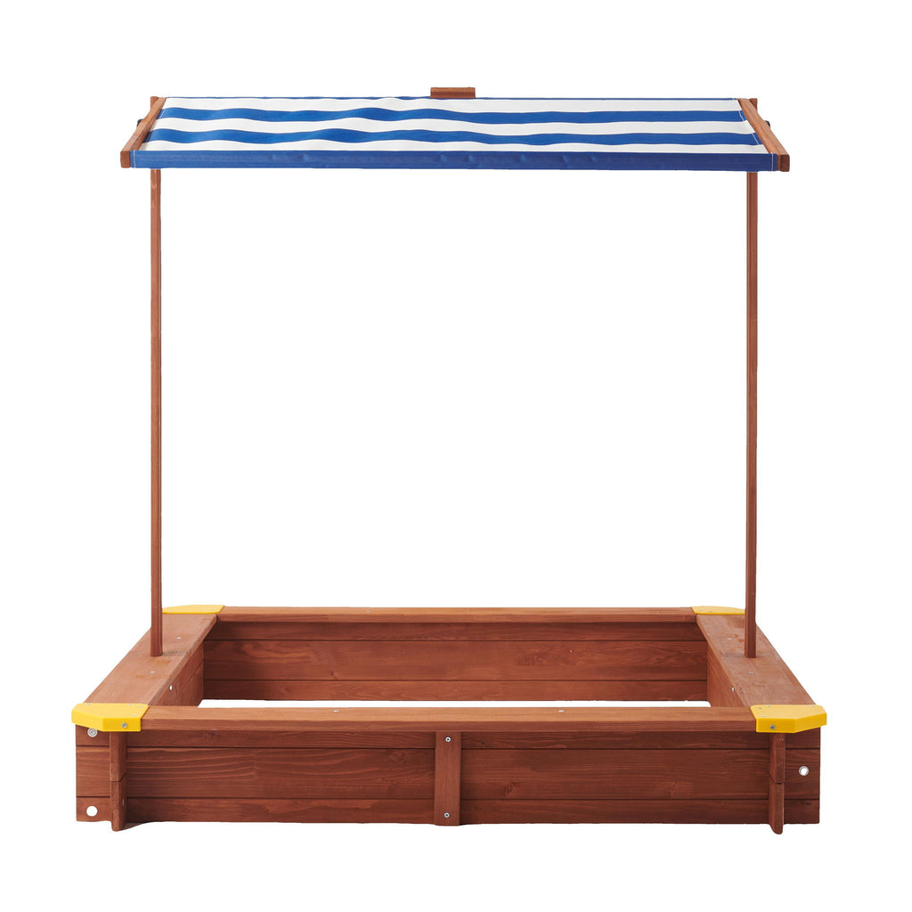Kids Sandbox With Cover, Sand Box With Adjustable Canopy, Large Outdoor Cedar Sandpit For Backyard Play - Reddish Brown