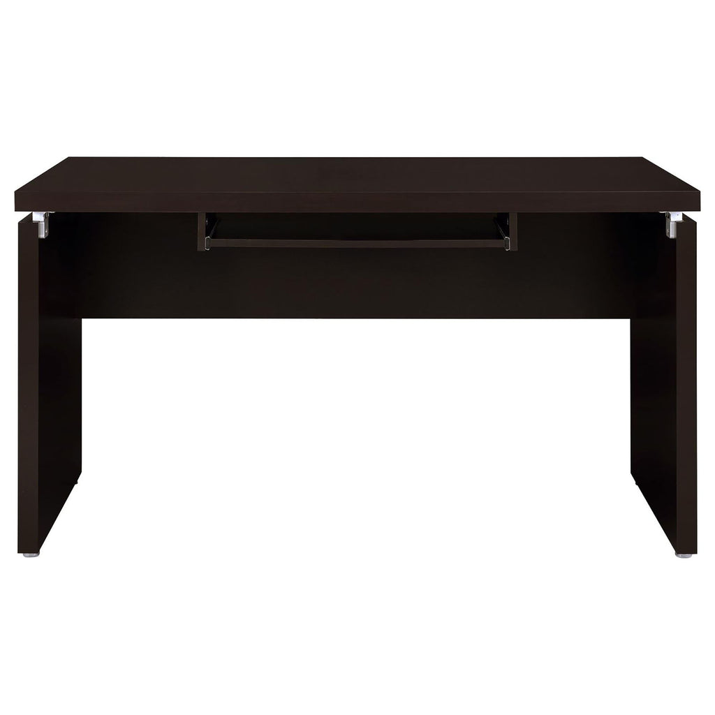 Floating - Top Computer Desk With Pullout Keyboard Shelf - Brown