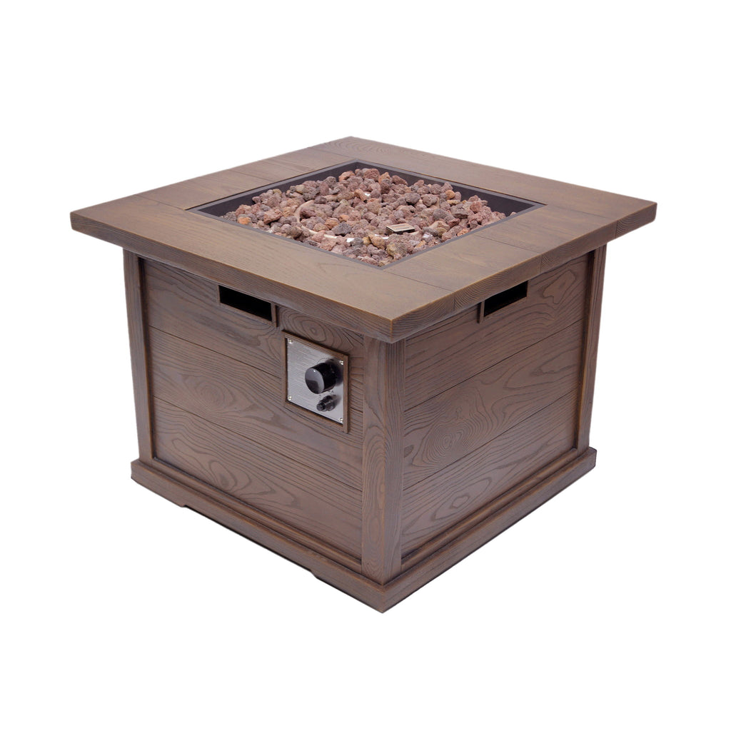 Outdoor Patio Square Gas Burning Mgo Fire Pit, Tank Inside, 40000 Btu