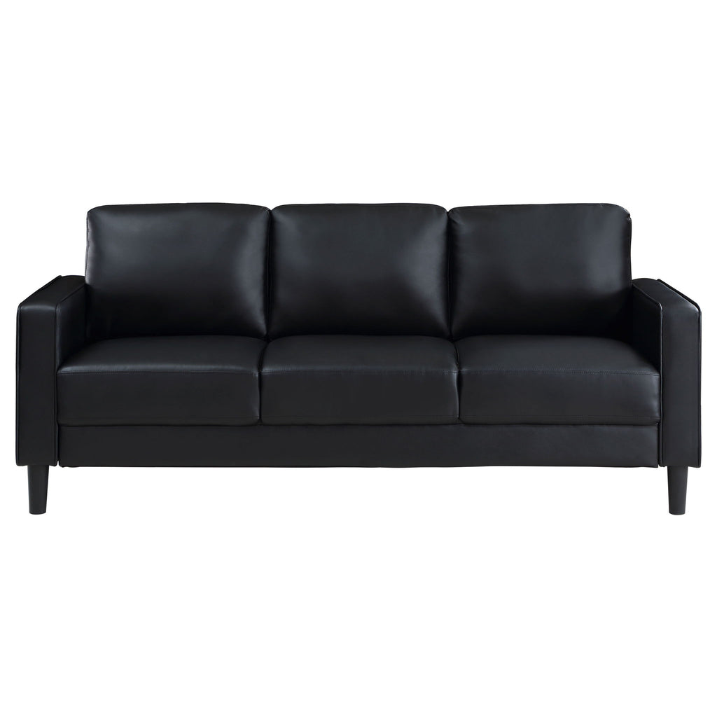 Weld 3 Piece Upholstered Track Arm Sofa Set - Black