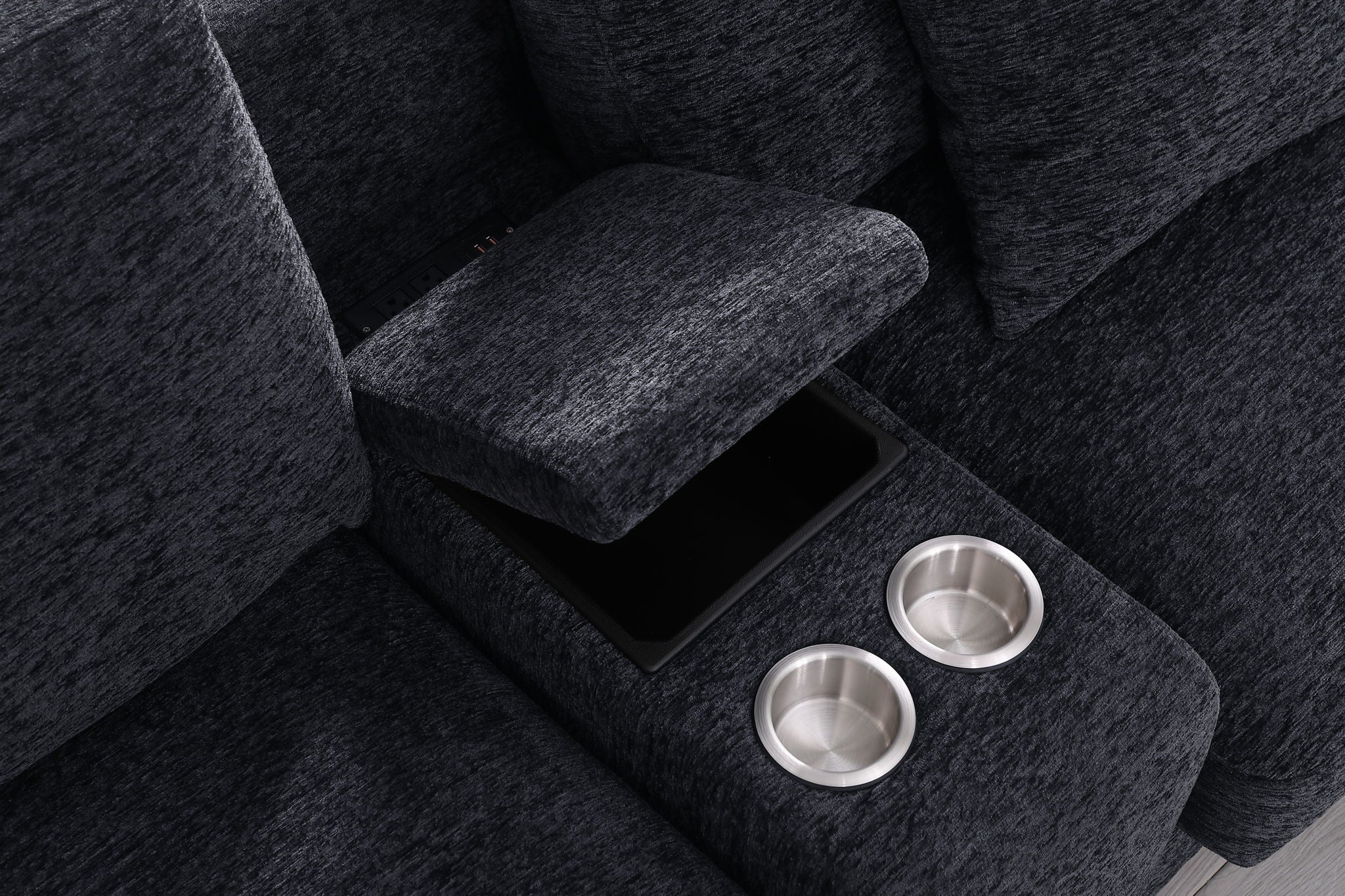 Celine - Fabric Corner Sectional Sofa With Right-Facing Chaise, Cupholders, And Charging Ports