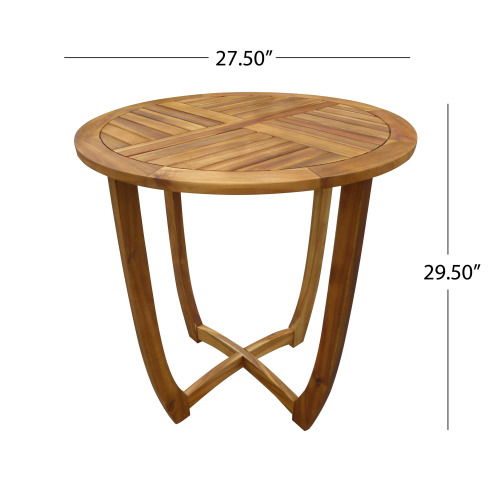 Outdoor 3 Piece Dining Set With Cushion - Gray / Teak