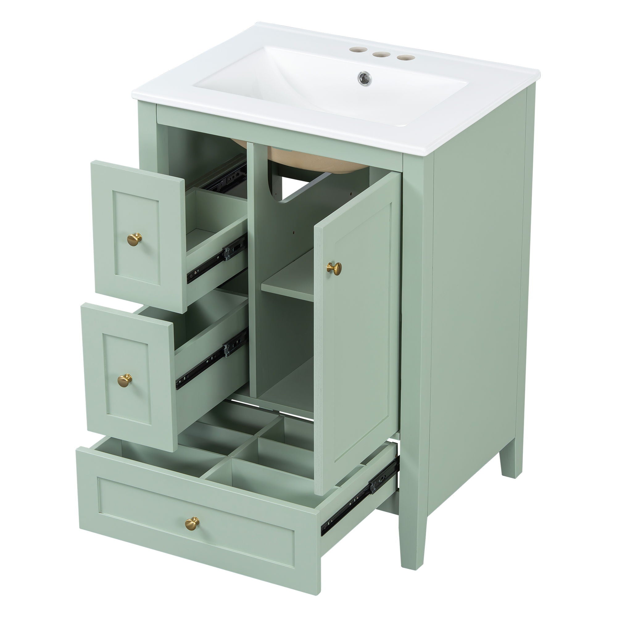 Modern Bathroom Vanity With Storage, Adjustable Shelf