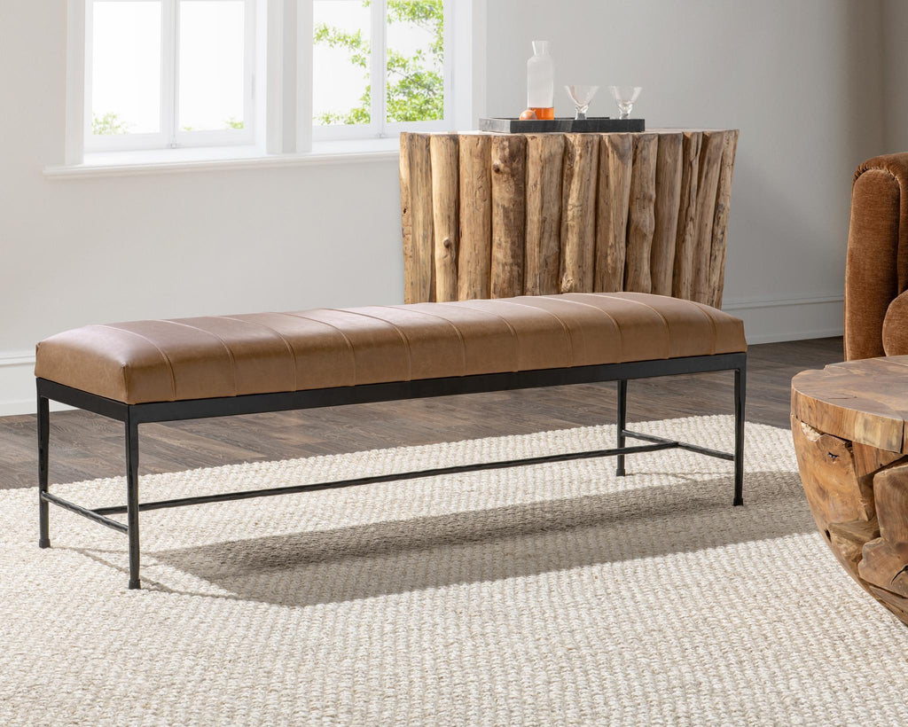 Madeleine - Leather Bench - Dune Walnut