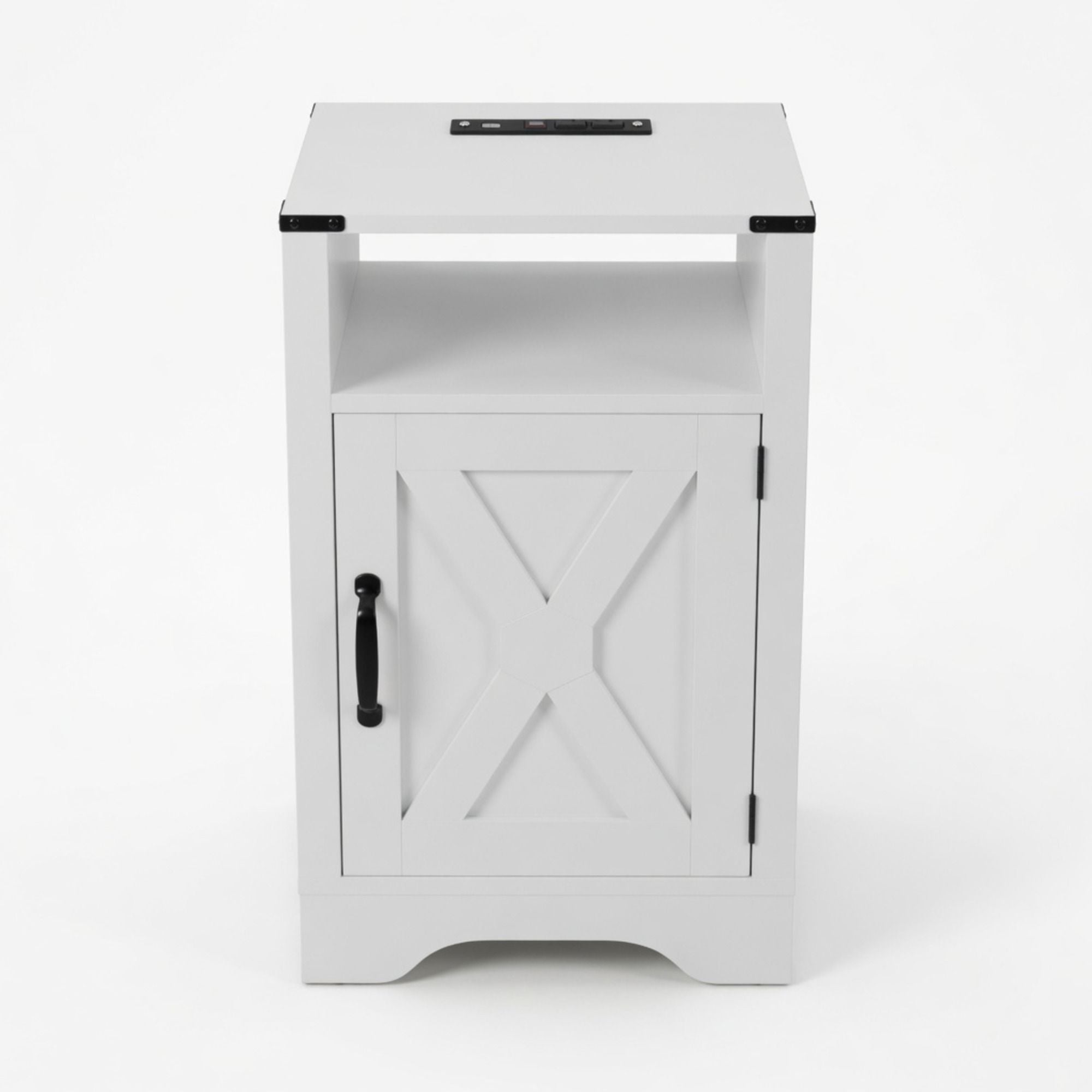 Farmhouse Nightstand, Charging Station & Storage