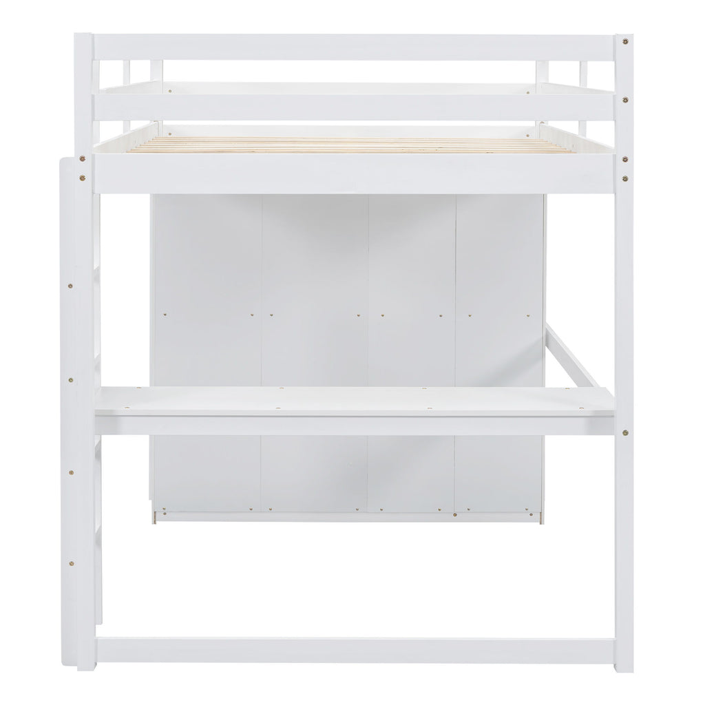 Loft Bed With Built In Wardrobe, Shelves And Drawers