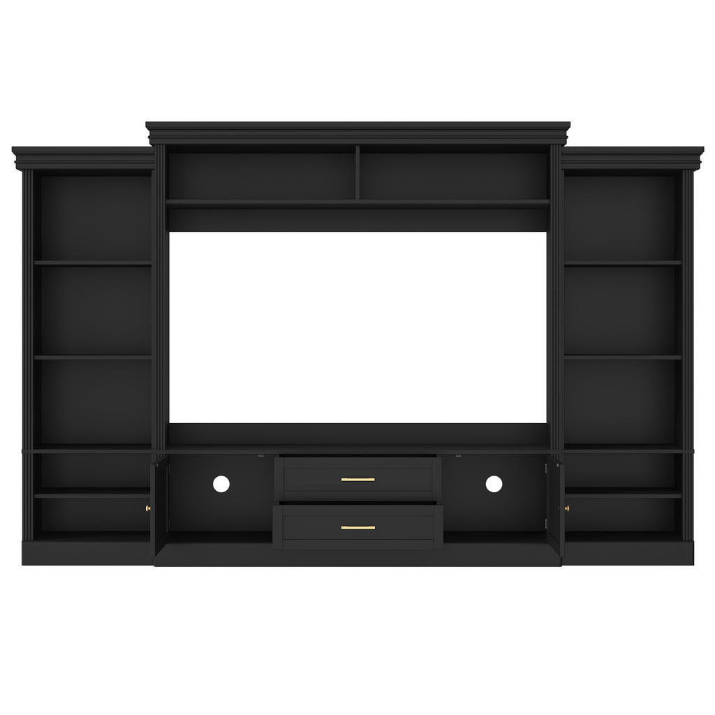 Elegant Entertainment Center Wall Unit With Bookshelves