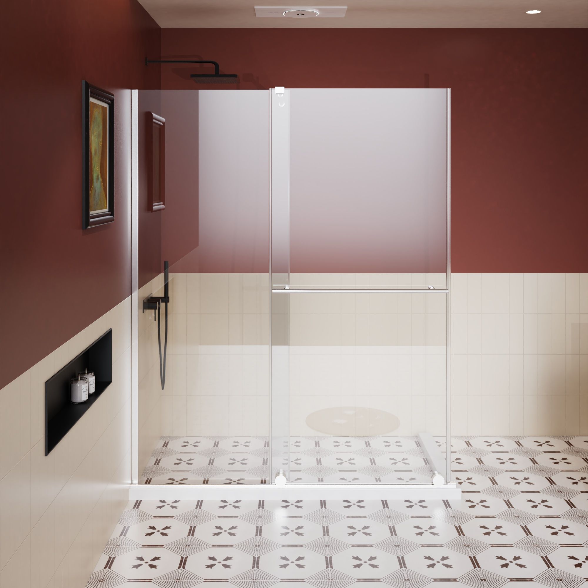 Guyou Glass Shower Door, Sliding Door Dual Usage - Chrome