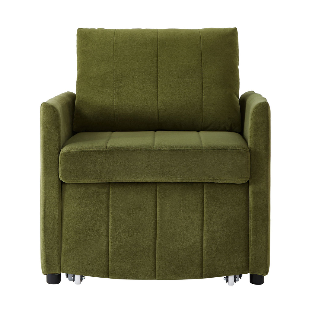 Upholstered Convertible Sleeper Sofa With 5 Position Backrest, Side Pockets, Storage