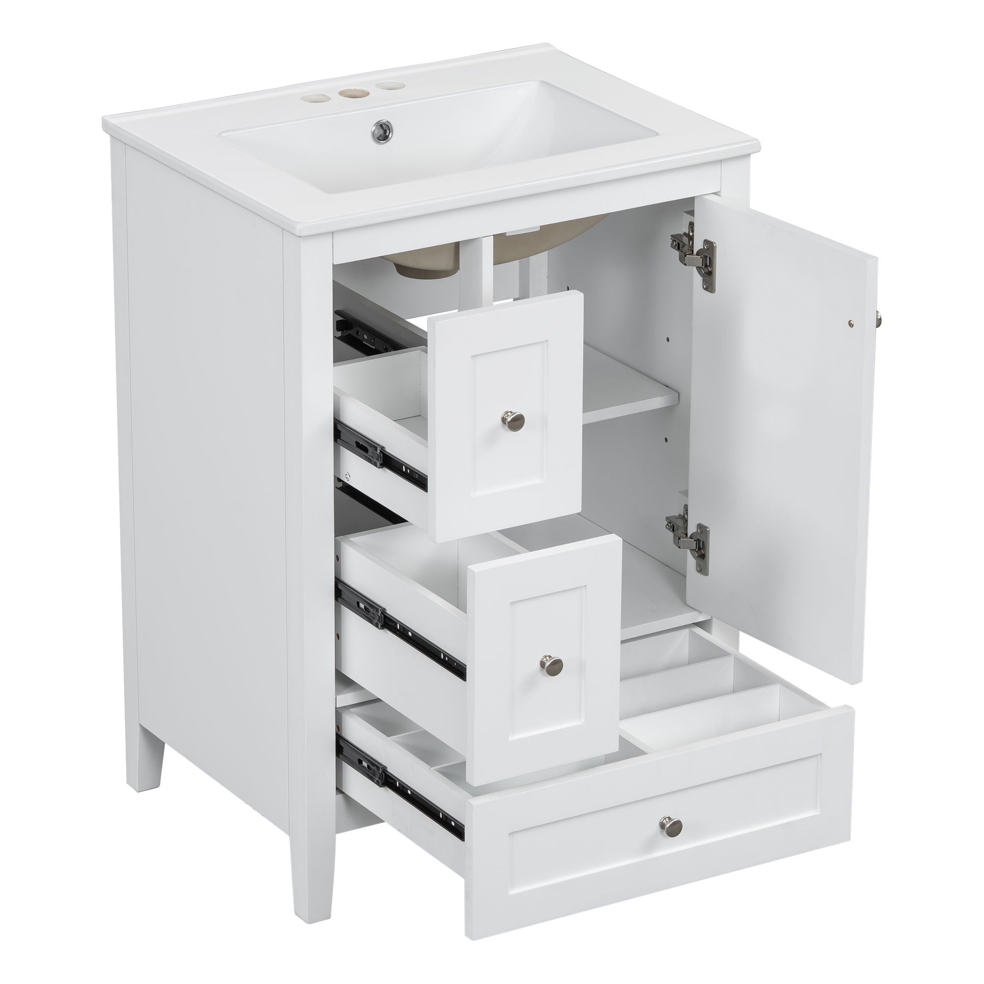 Modern Bathroom Vanity With Storage, Adjustable Shelf