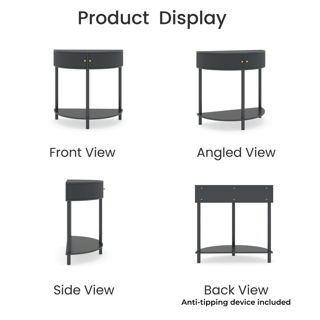 Demi Lune - Console Table With 2 Storage Drawers