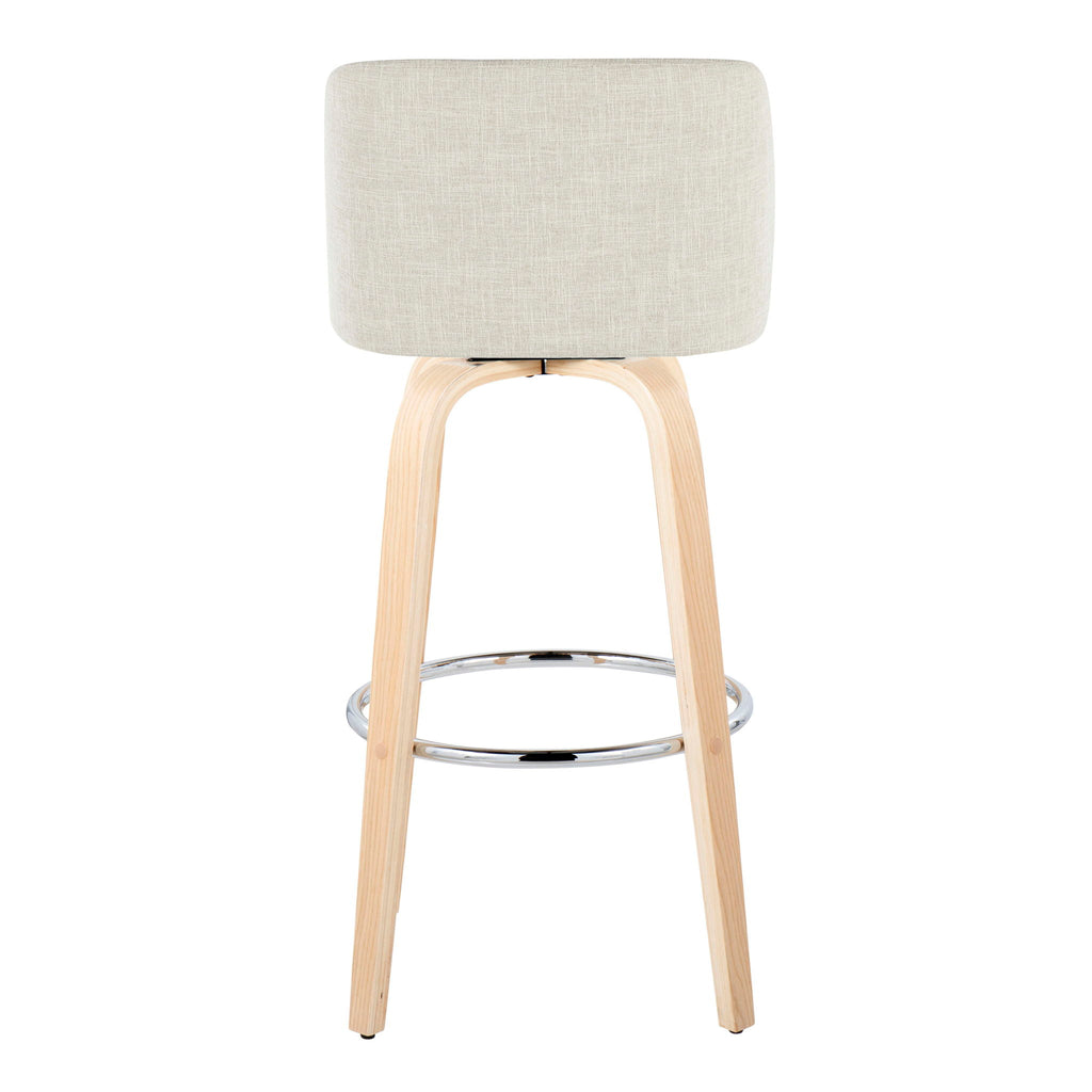 Toriano - Contemporary, Fixed Height Barstool Swivel & Round Footrest (Set of 2)