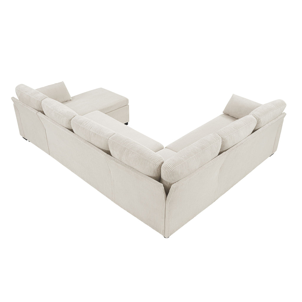 Convertible U-Shaped Sectional Sofa Bed With Reversible Chaise