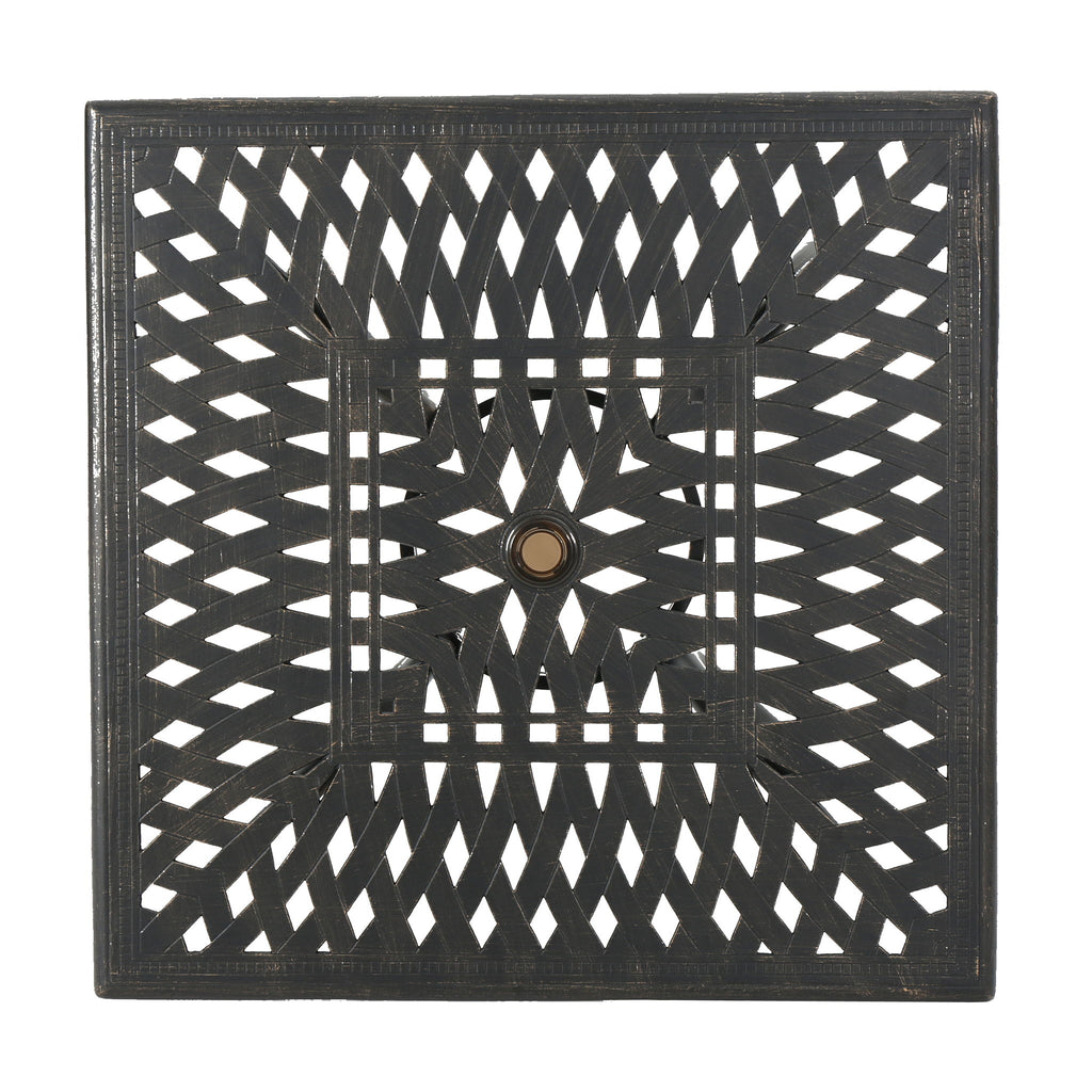 Enchantia - Outdoor Square Dining Table With Weave Tabletop And Flared Legs - Copper