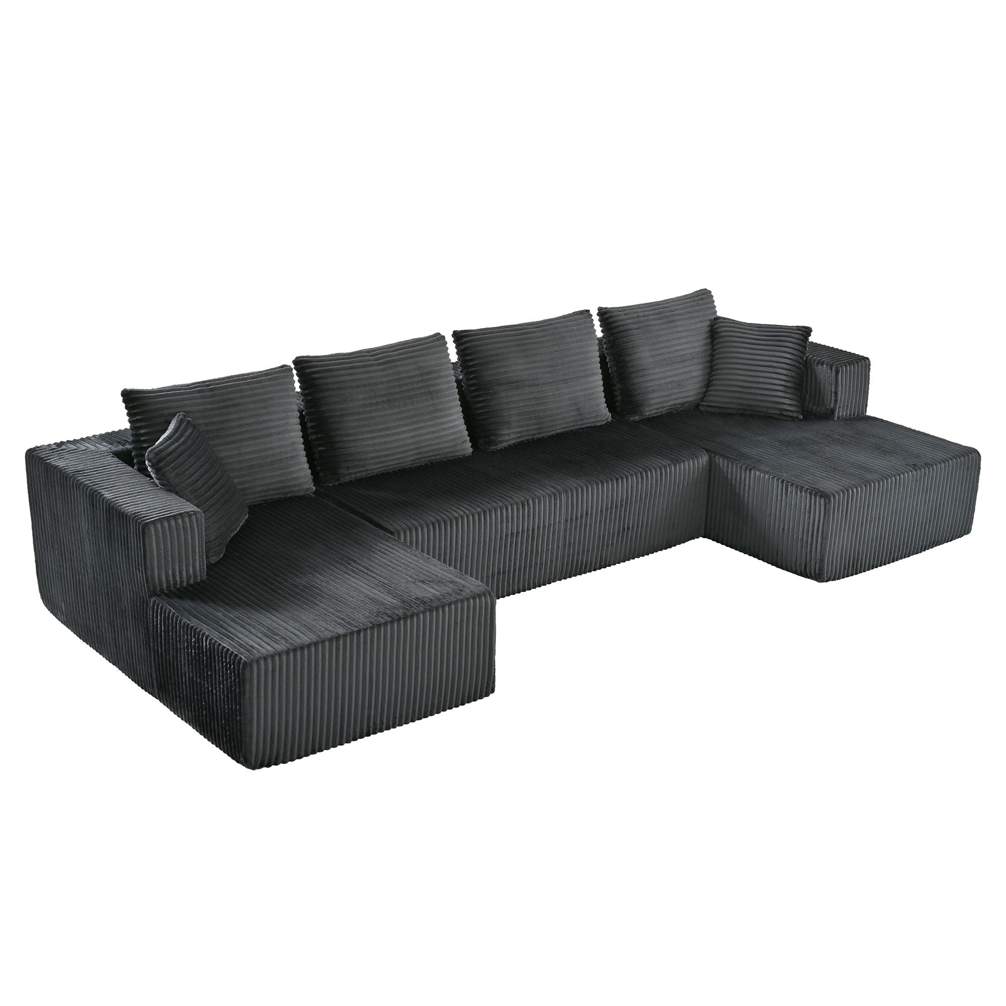 U-Shaped Modular Sectional Sofa With Double Chaise, Oversized Deep Seat For Living Room