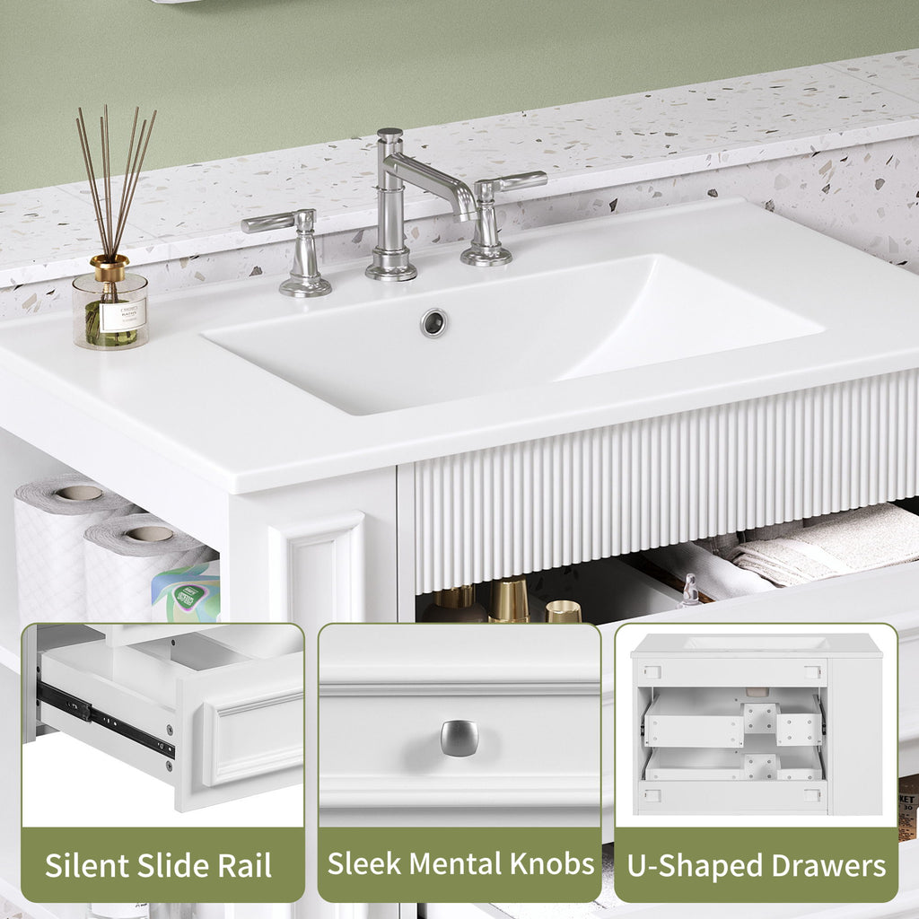 Wall Mounted Bathroom Vanity With 2 Drawers, Sink, Floating Storage Unit