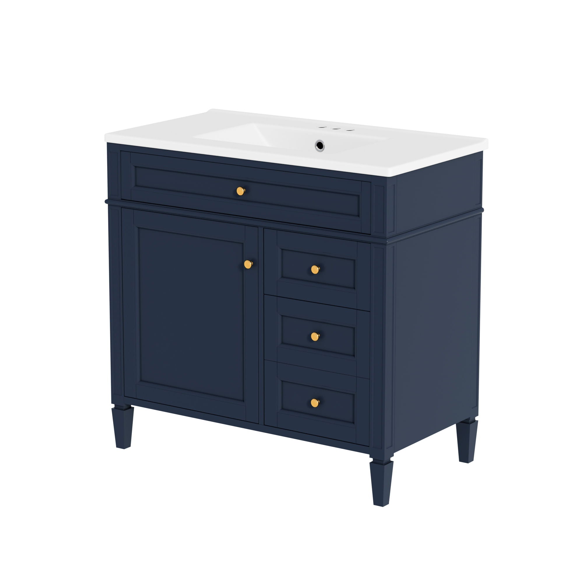 Bathroom Vanity With Top Sink, 2 Drawers, Tip Out Drawer