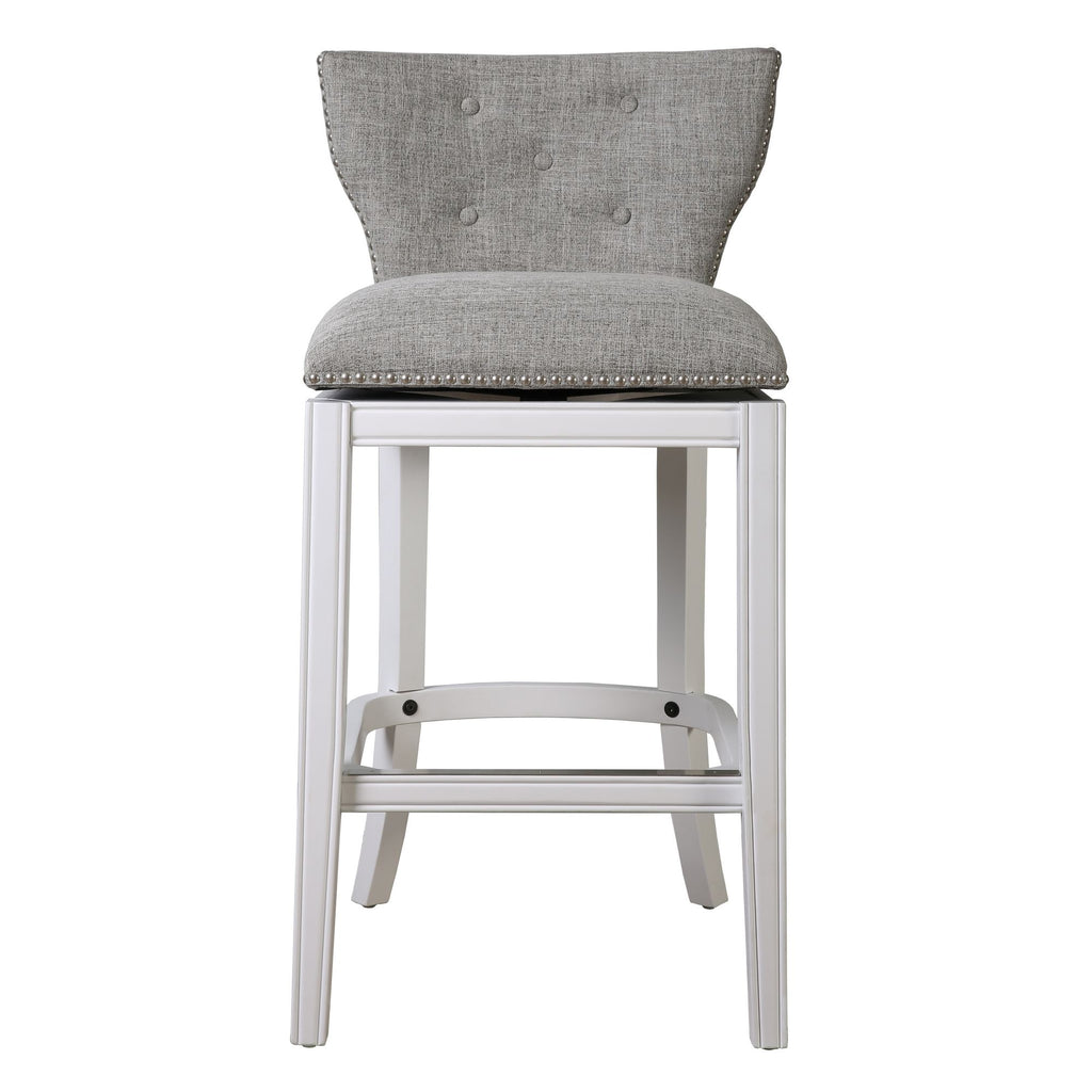 Upholstered Swivel Stool With Back
