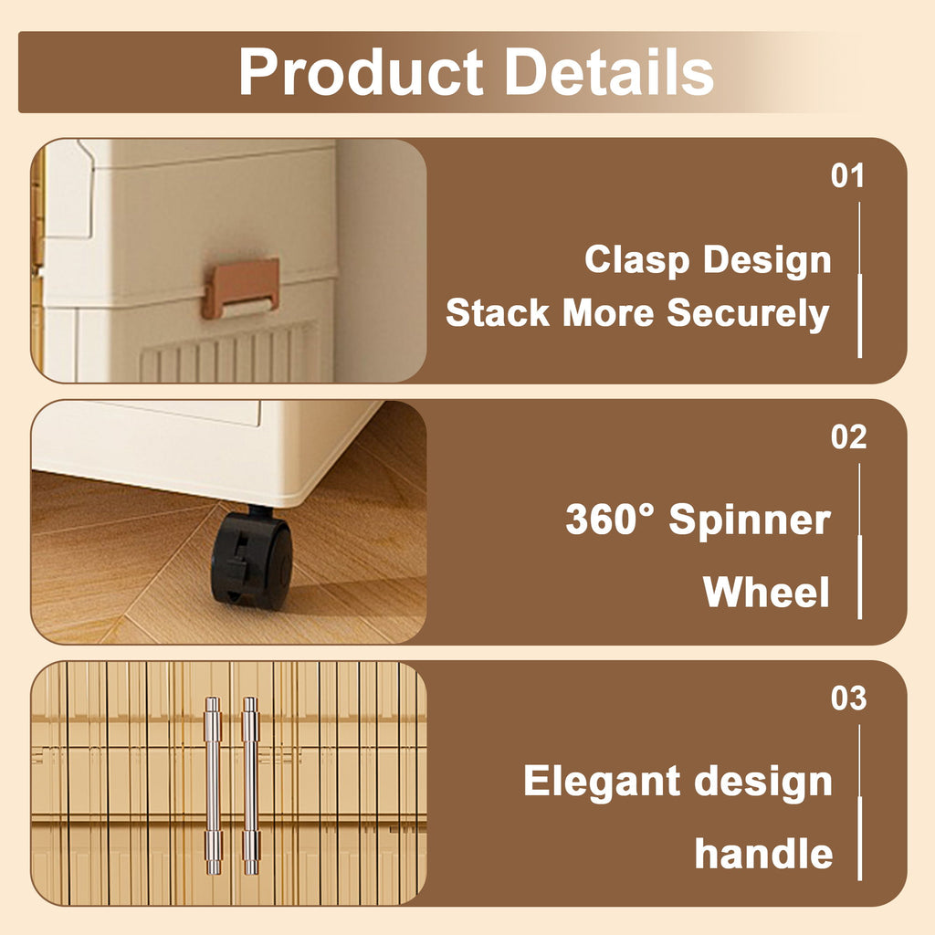 Portable Wardrobe Closet Storage Organizer For Clothes, 9 Magnetic Doors With 9 Cubes & 2 Hanging Rods, 6 Hangers - Cream White