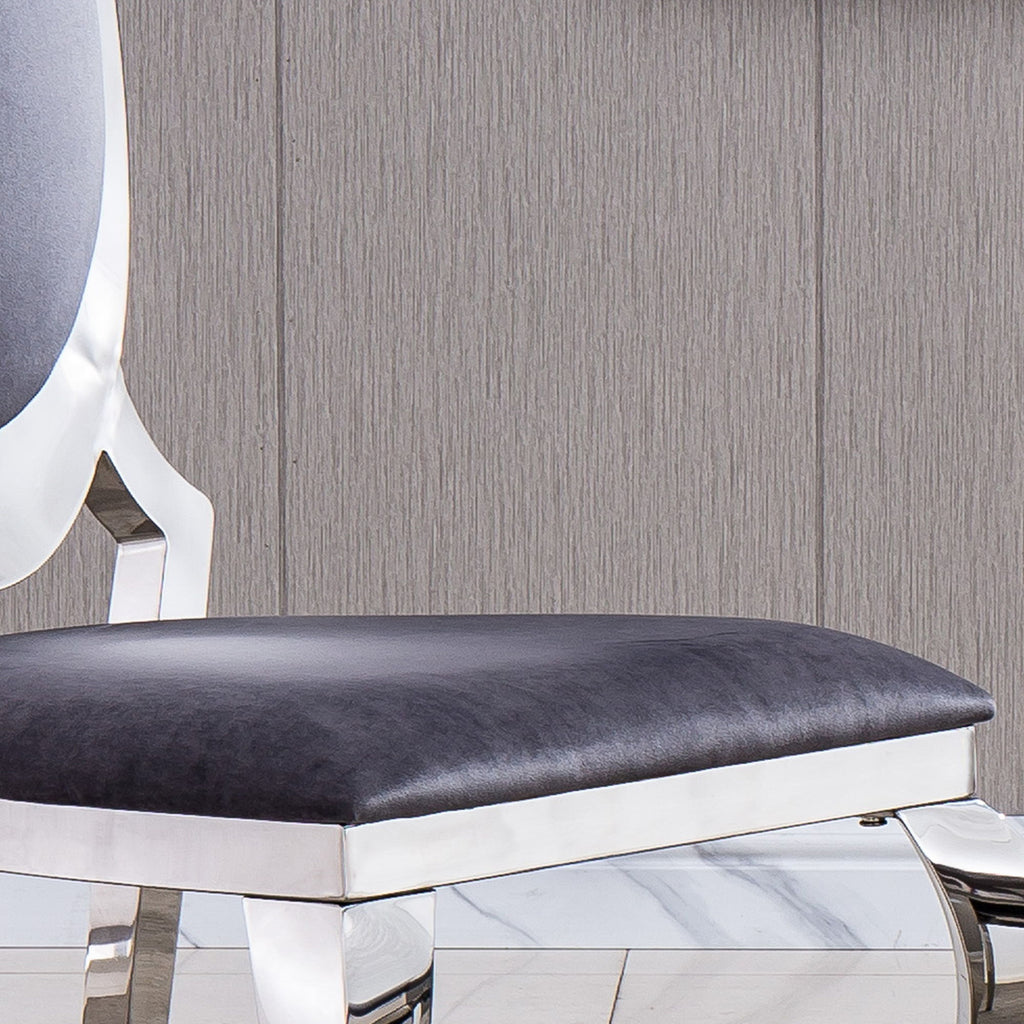 Dining Chair With Oval Backrest, Stainless Steel Legs (Set of 2)
