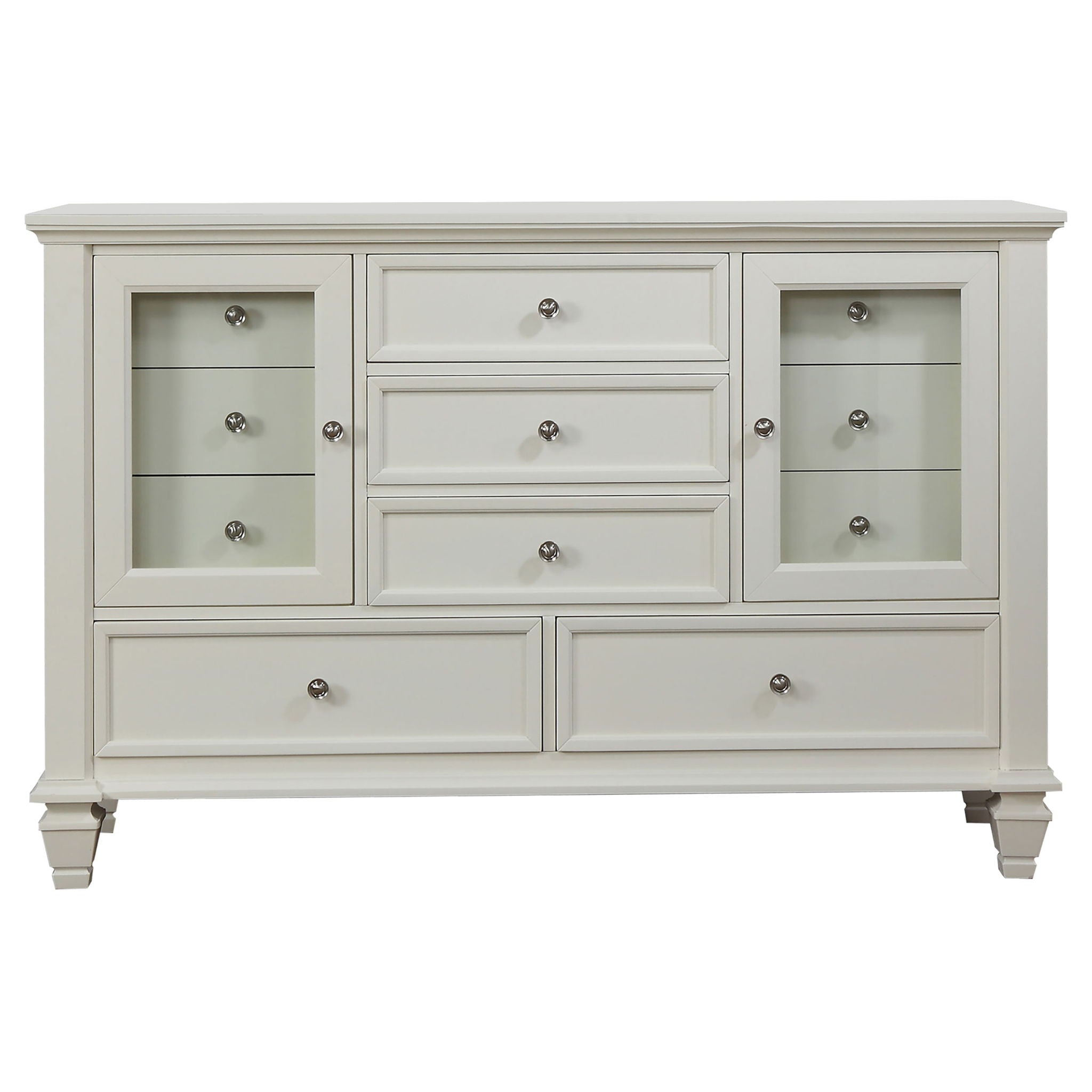 Cortina - 4 Piece Queen Bedroom Set With Ornate Panels And Storage - Cream White