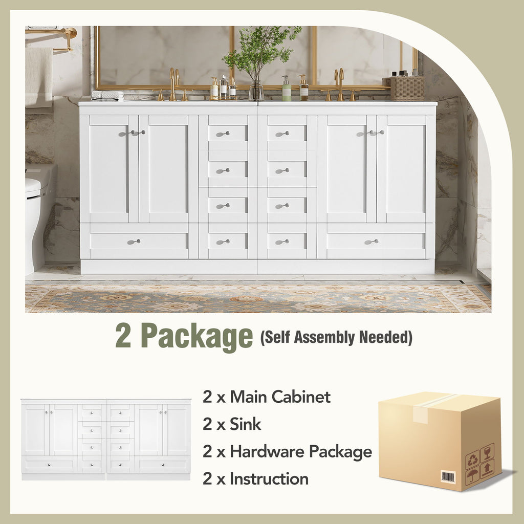Shaker Free Standing Bathroom Vanity Cabinet & Sink, Soft Close Drawers, Soft Close Doors