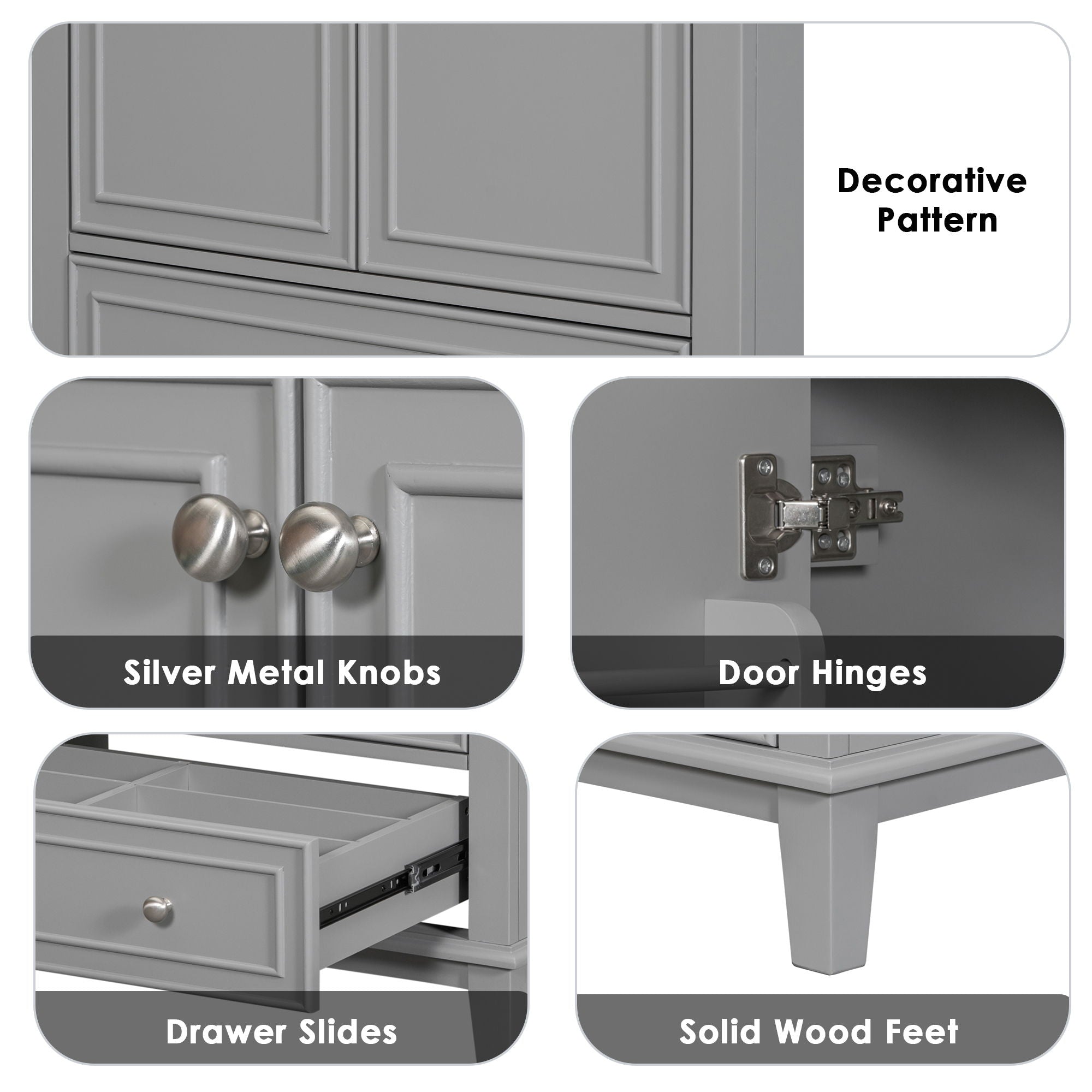 Modern Bathroom Vanity With Sink Combo, Multi Functional Cabinet With Doors And Drawer