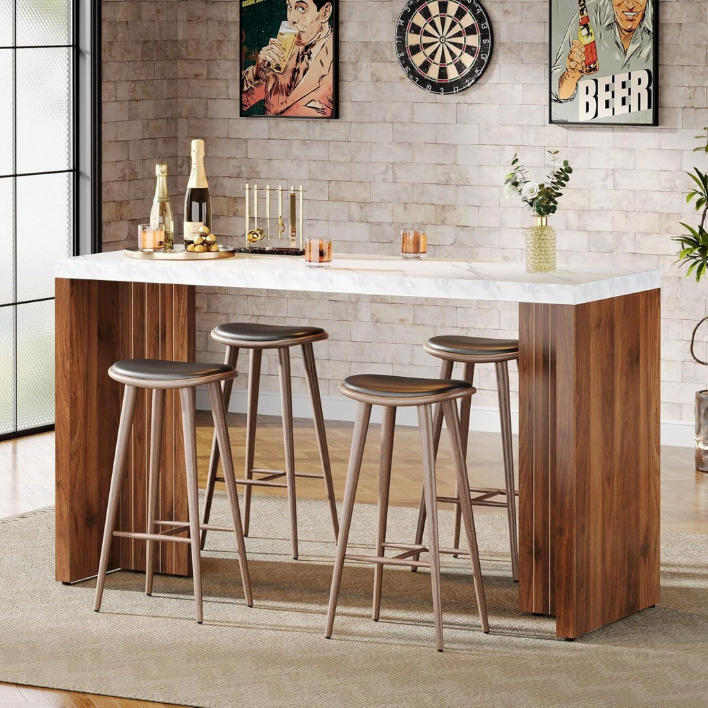 Home Bar Height Table For Kitchen - Brown / White