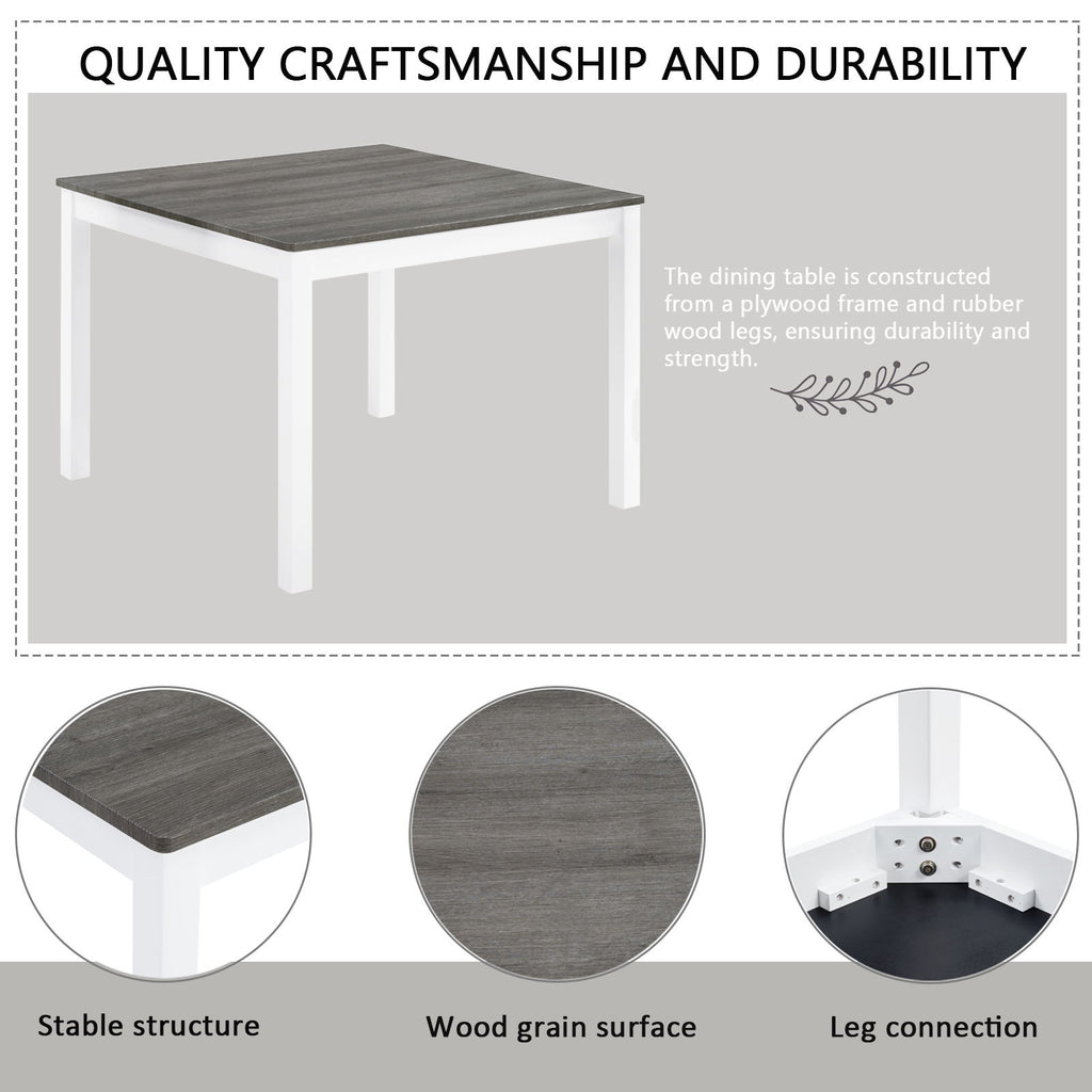 5 Piece Dining Table Set With 4 Chairs For Kitchen - Gray / White