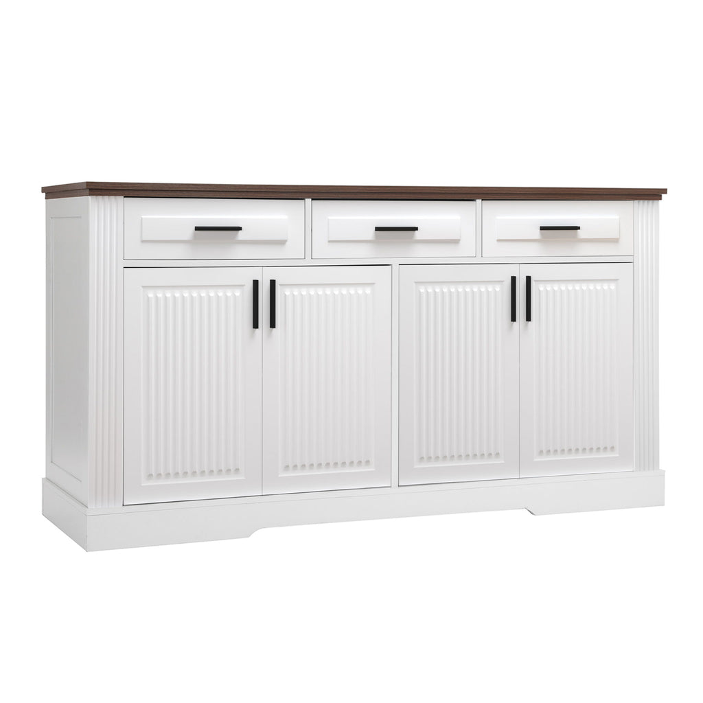 Fluted Sideboard Buffet Cabinet With 4 Doors And 3 Drawers