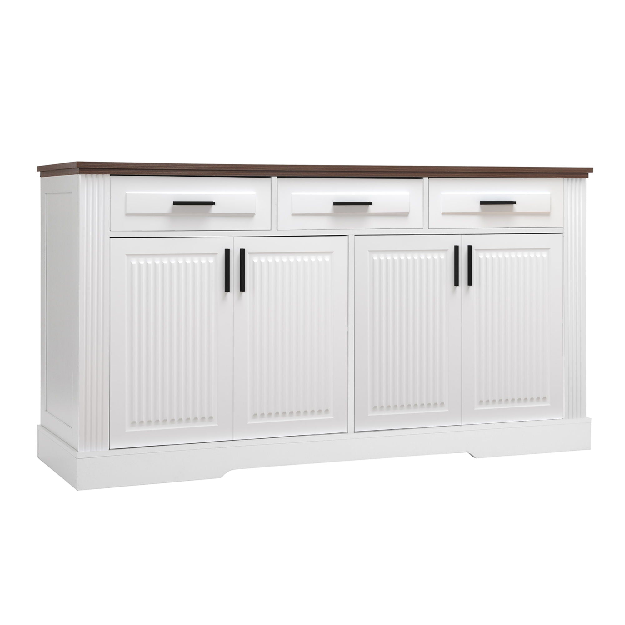 Fluted Sideboard Buffet Cabinet With 4 Doors And 3 Drawers