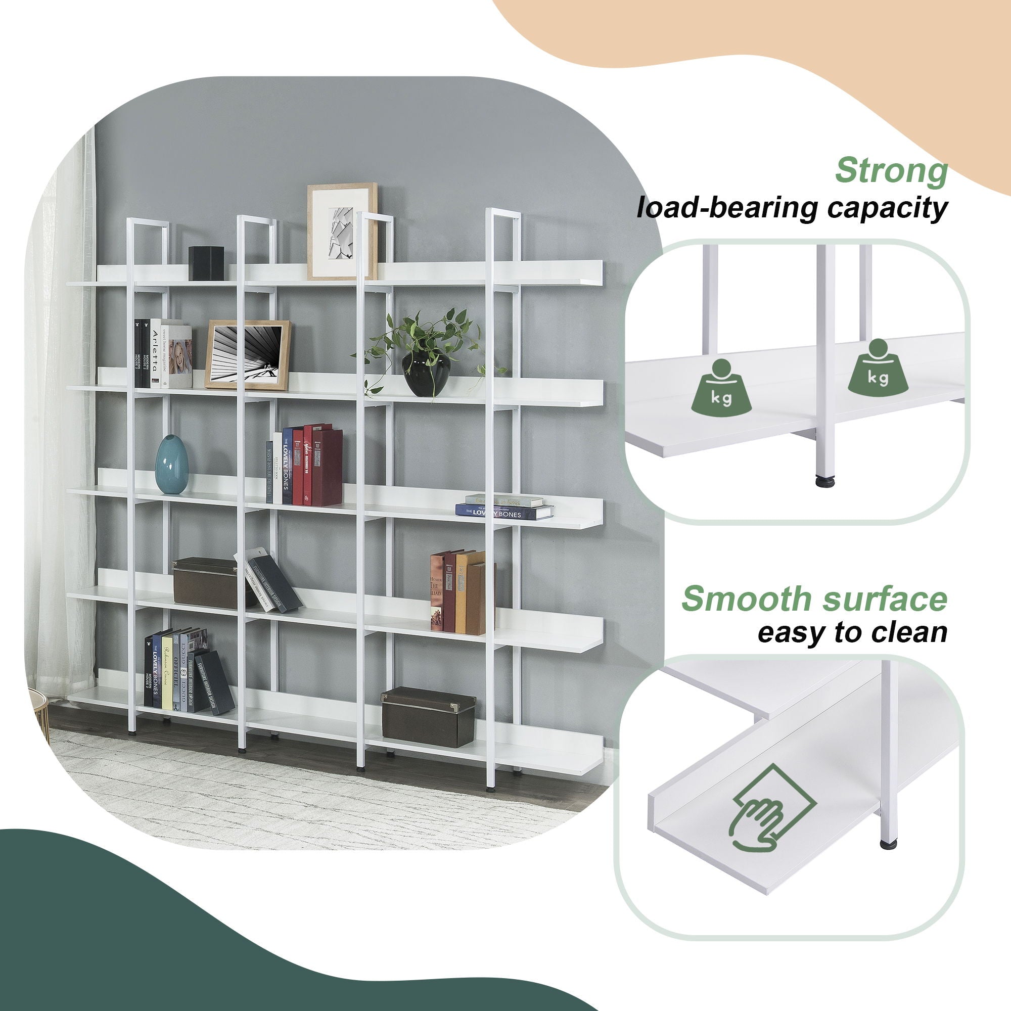 Vintage Industrial 5 Tier Open Bookcase