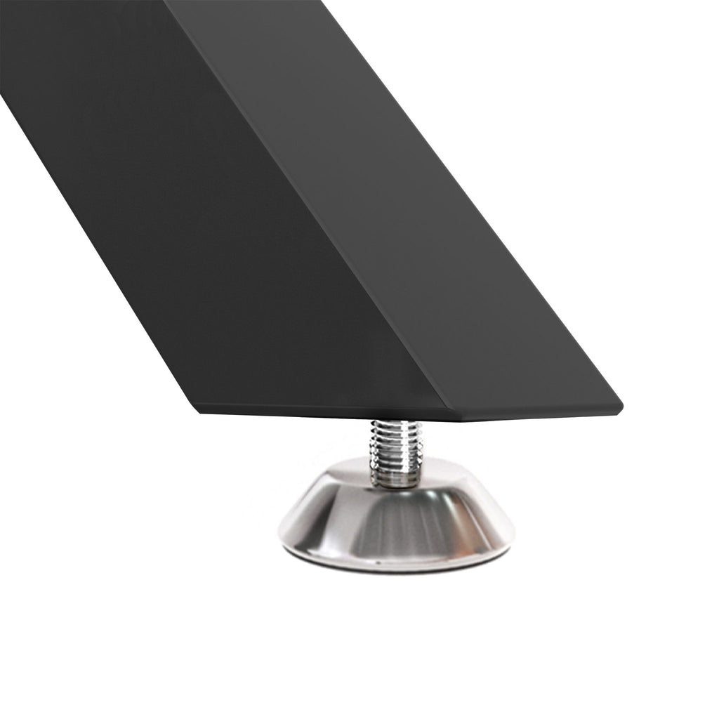 Rectangular Black Tempered Glass Dining Table, Stylish Design & Chrome Plated Metal Legs, Dining Table For Dining Room - Black