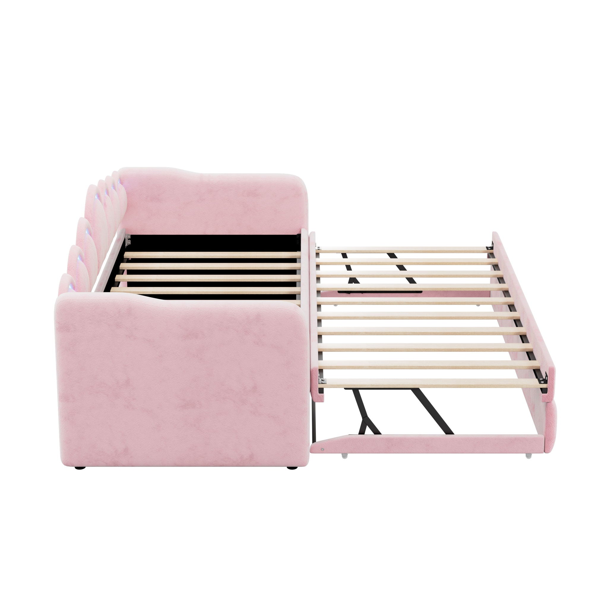 Upholstered Daybed With Adjustable LED Trundle