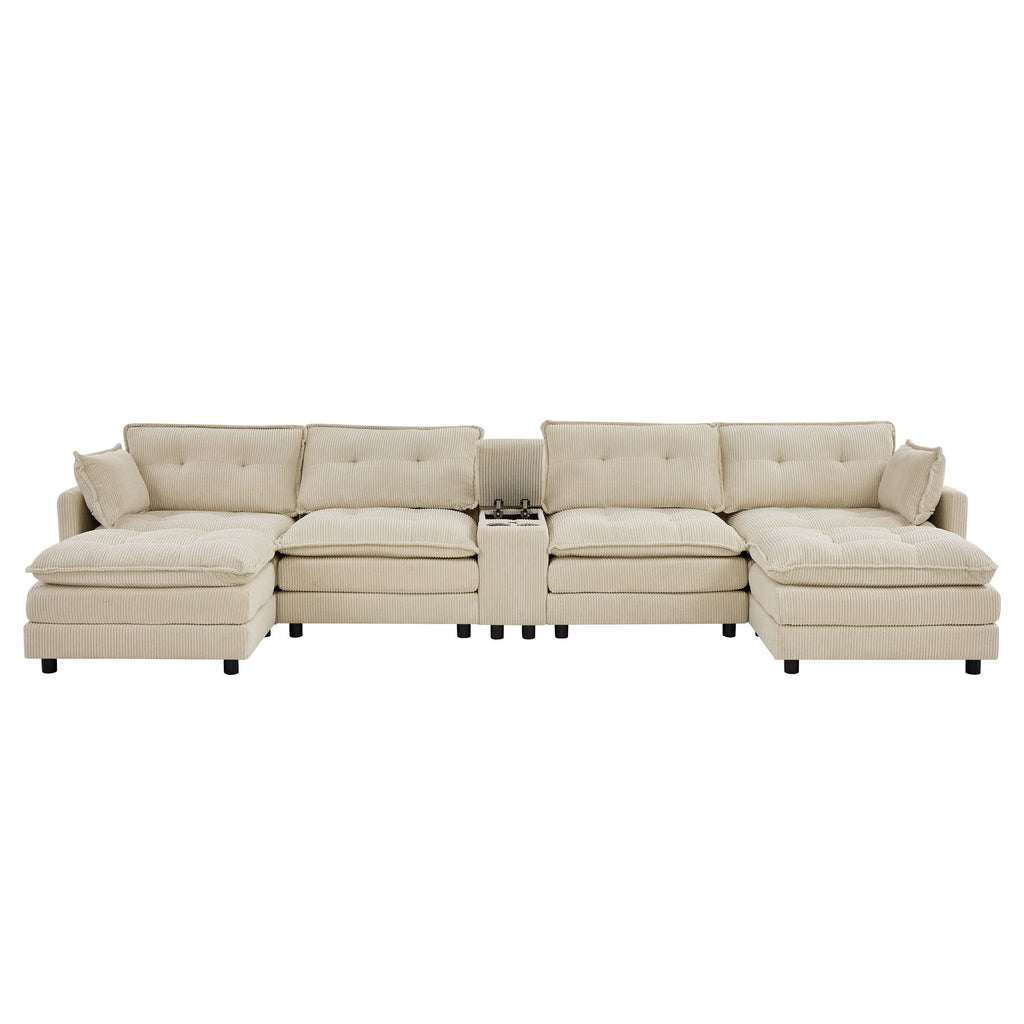 Oversized Modular Sectional Sofa With Multi Functional Console