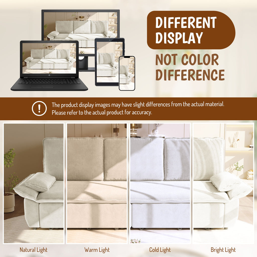 King Size Pull Out Sofa Bed, 3 In 1 Convertible Multifunctional