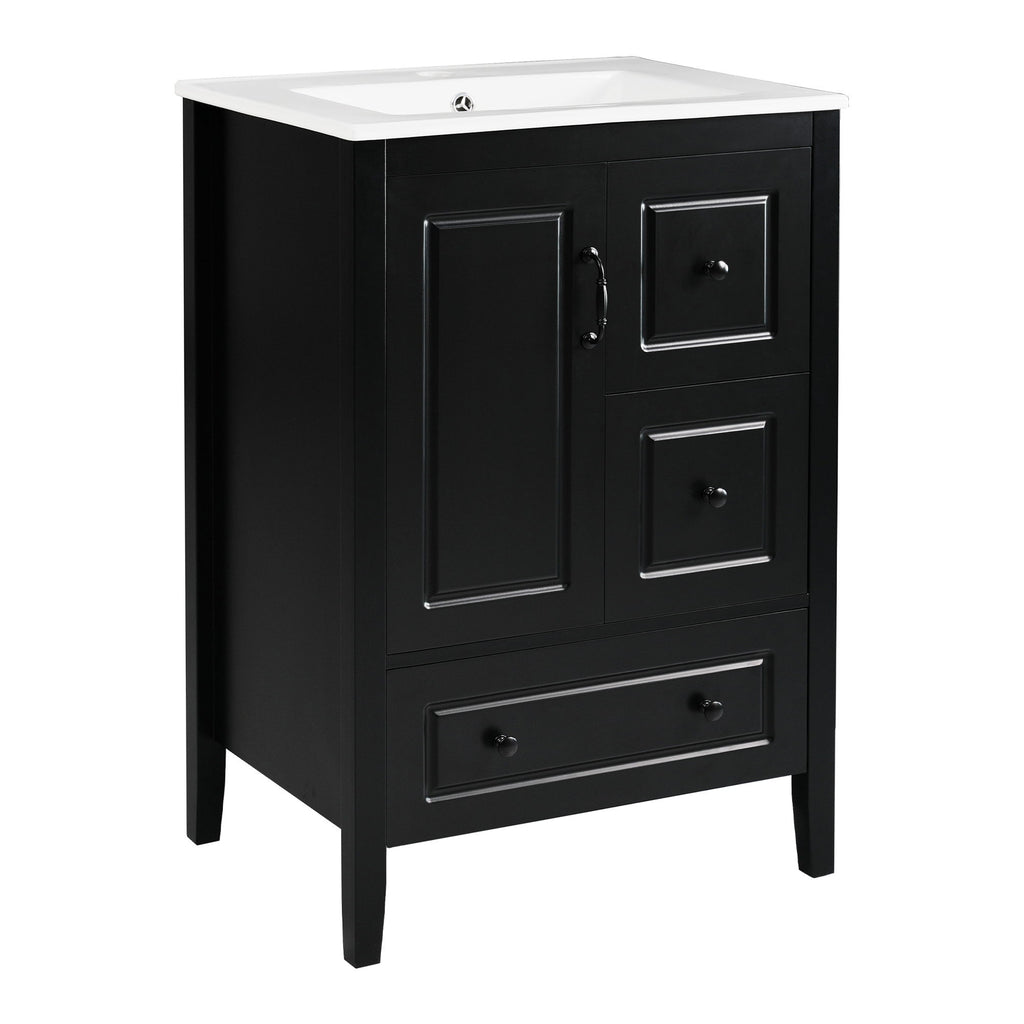 Retro Bathroom Vanity With Sink, Soft Closing Cabinet & Drawers