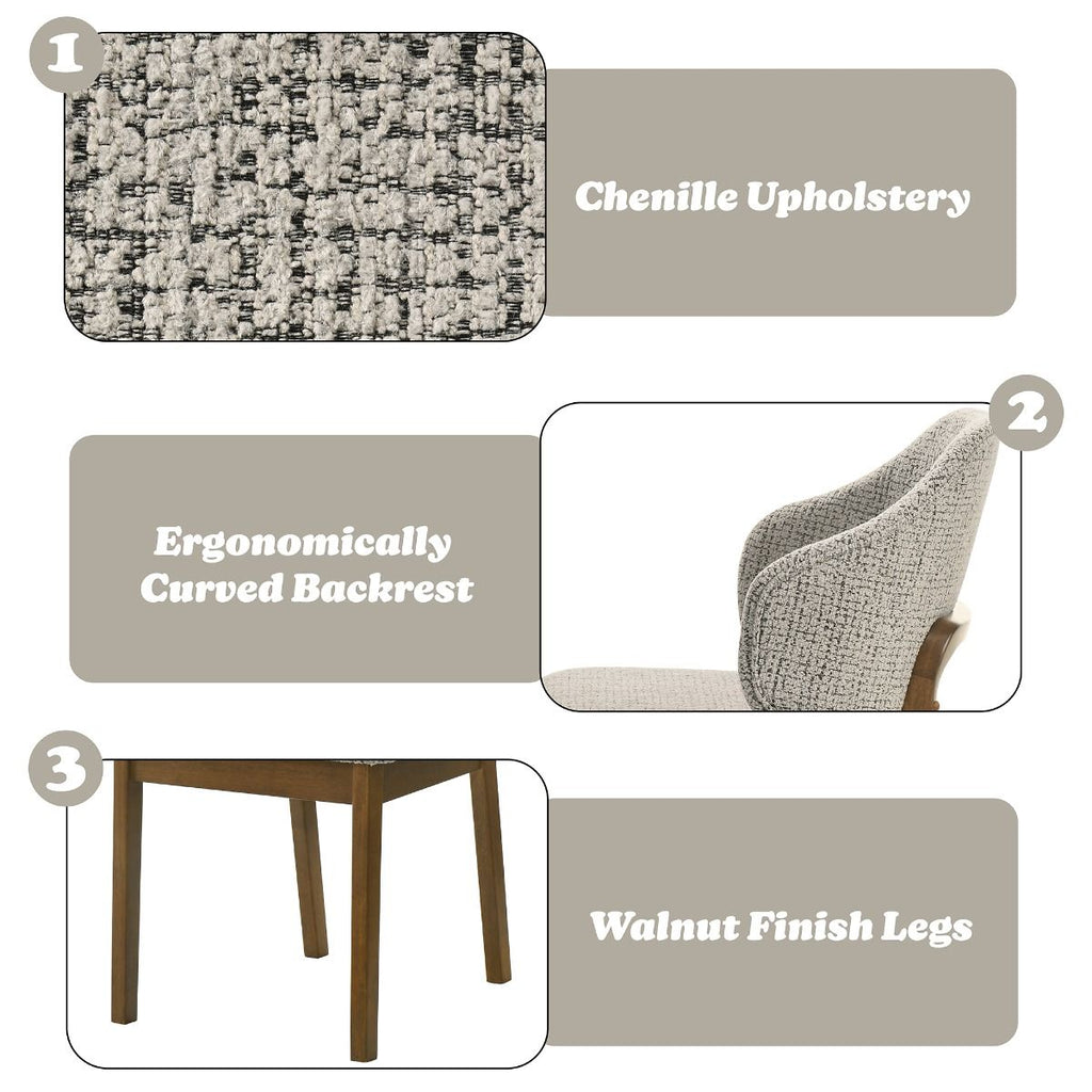 Oleia - Side Chair (Set of 2) - Chenille & Walnut