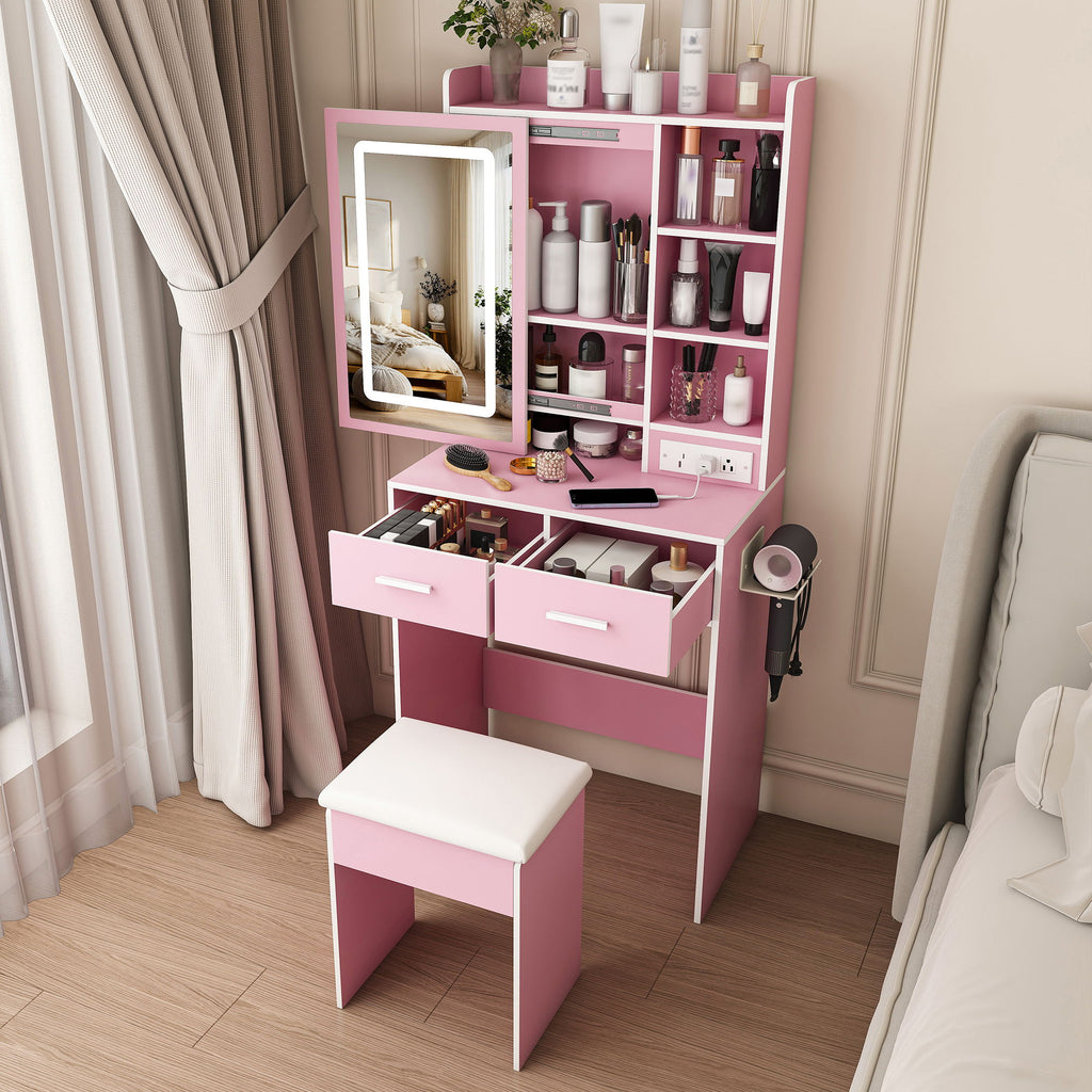 Small Makeup Vanity Desk With Adjustable LED Lights